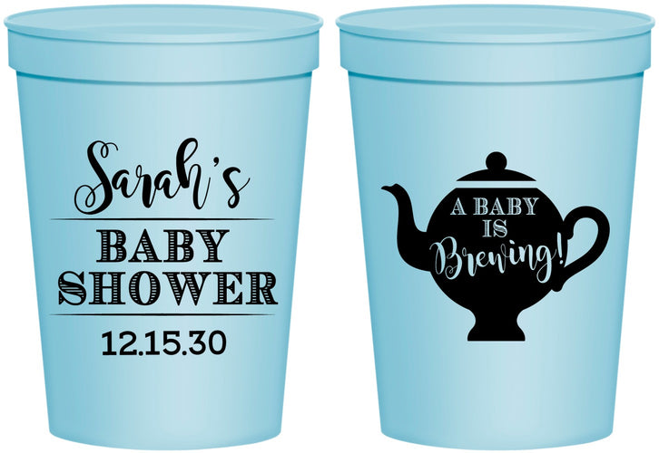 Personalized Baby Shower 16 oz Stadium Cups - Baby Is Brewing | 90172