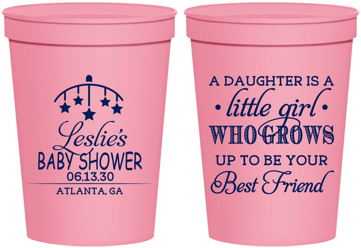 Personalized Baby Shower 16 oz Stadium Cups - Little Girls Best Friend | 90173