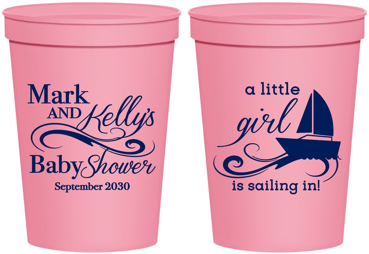 Personalized Baby Shower 16 oz Stadium Cups - Sailboat | 90178