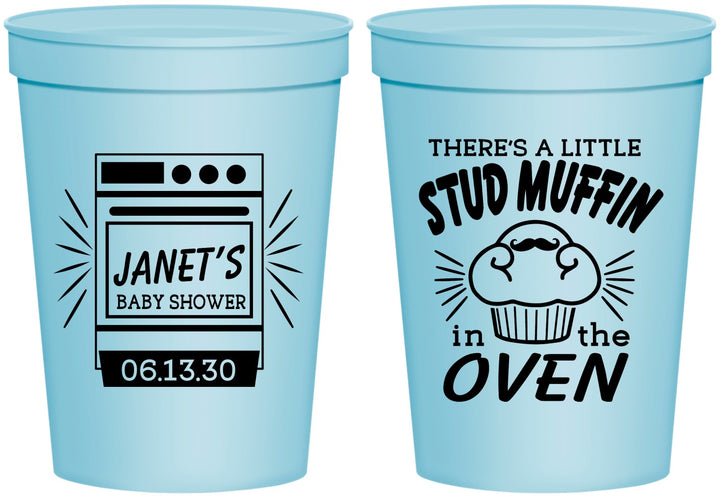 Personalized Baby Shower 16 oz Stadium Cups - Stud Muffin | 90182