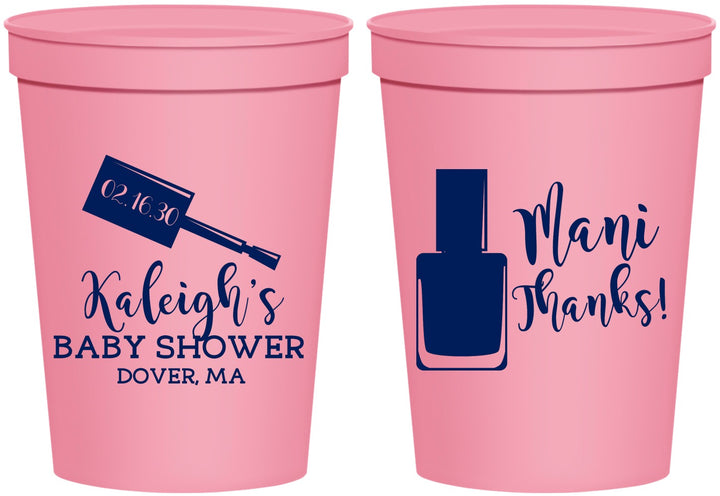 Personalized Baby Shower 16 oz Stadium Cups - Mani Thanks | 90184