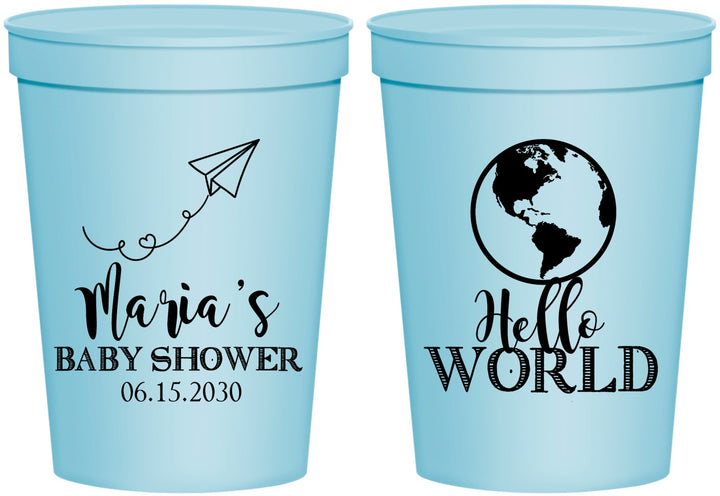 Personalized Baby Shower 16 oz Stadium Cups - Hello World | 90185