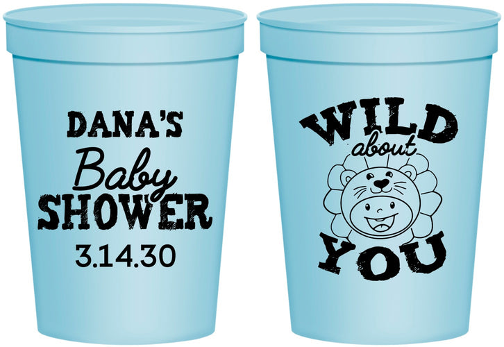 Personalized Baby Shower 16 oz Stadium Cups - Lion Wild About You | 90186