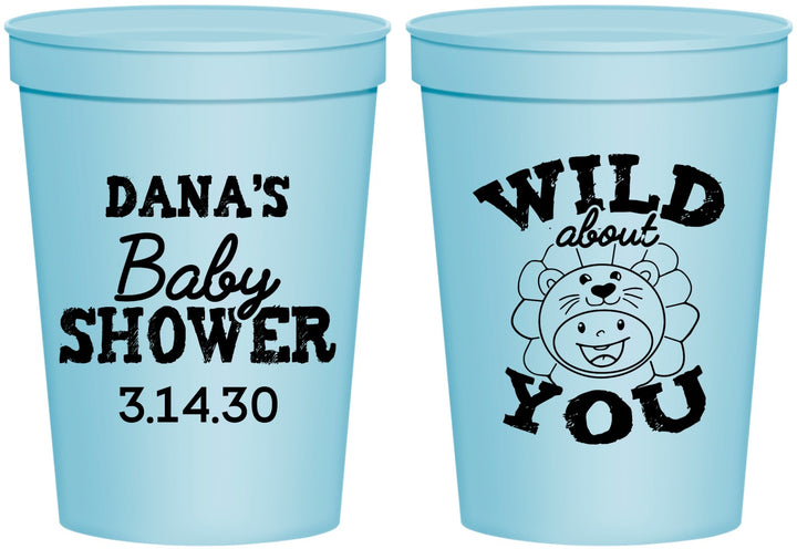 Personalized Baby Shower 16 oz Stadium Cups - Lion Wild About You | 90186