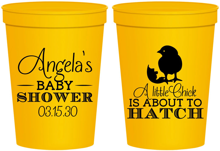 Personalized Baby Shower 16 oz Stadium Cups - Chick About To Hatch | 90199