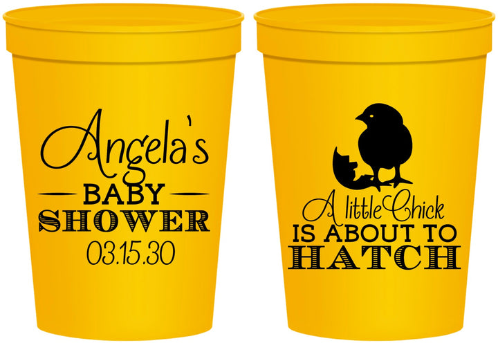 Personalized Baby Shower 16 oz Stadium Cups - Chick About To Hatch | 90199