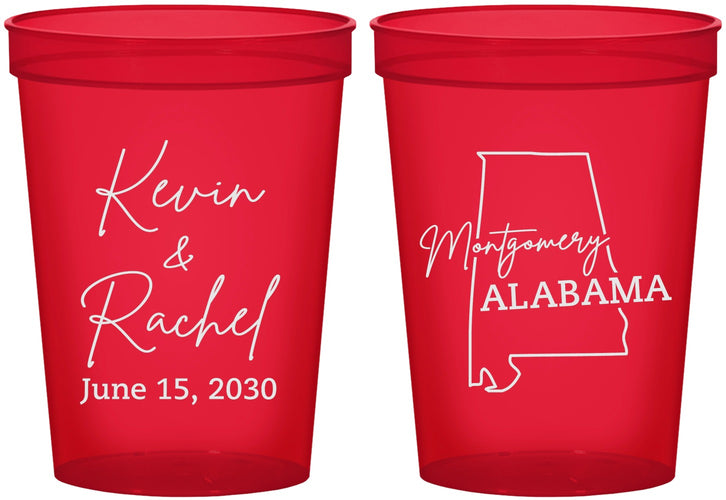 Custom Wedding 16 oz Translucent Cups - Alabama | 100