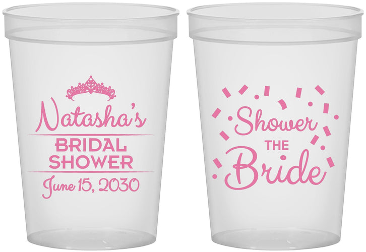 Custom Bridal Shower 16 oz Translucent Cups - Shower The Bride | 100001