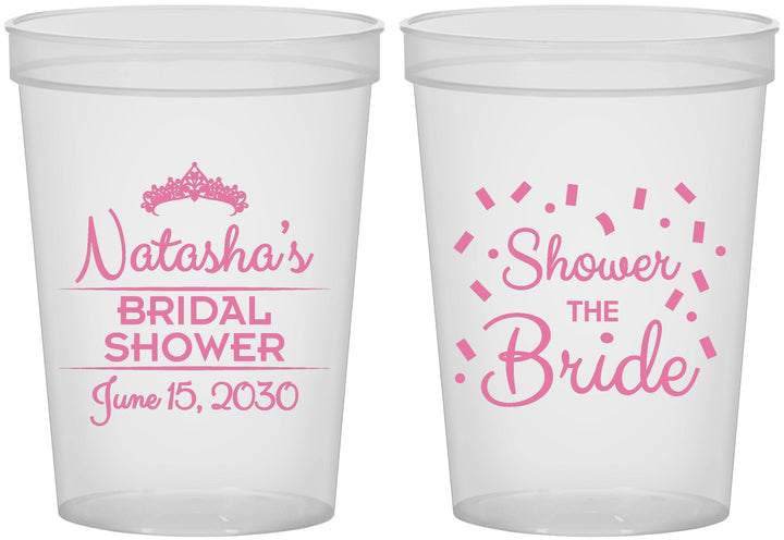 Custom Bridal Shower 16 oz Translucent Cups - Shower The Bride | 100001