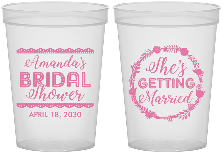 Custom Bridal Shower 16 oz Translucent Cups - She's Getting Married | 100003