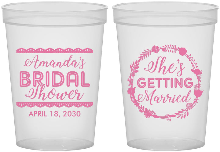 Custom Bridal Shower 16 oz Translucent Cups - She's Getting Married | 100003