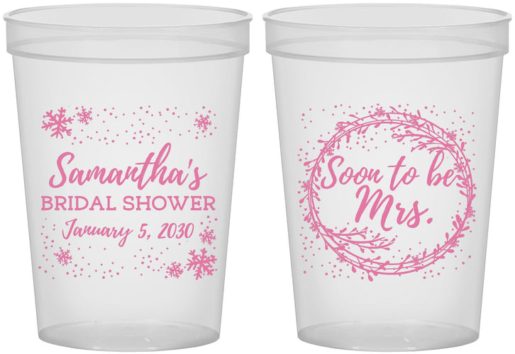 Custom Bridal Shower 16 oz Translucent Cups - Soon To Be Mrs | 100004