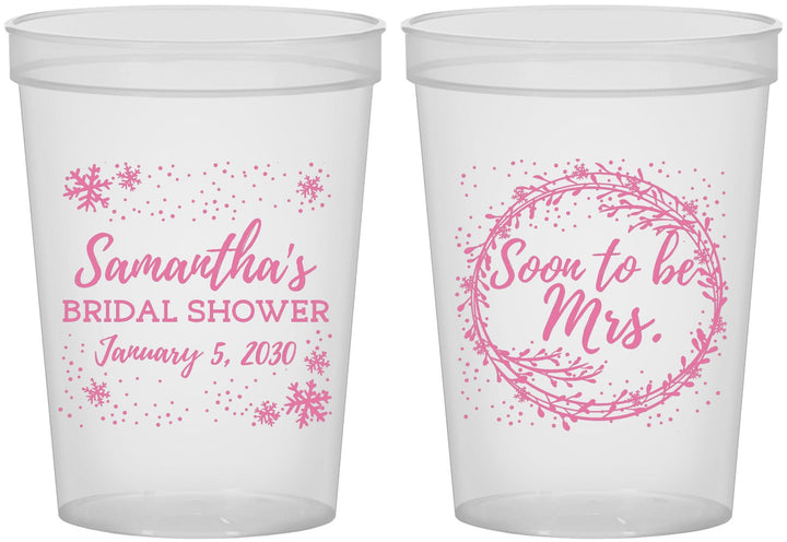 Custom Bridal Shower 16 oz Translucent Cups - Soon To Be Mrs | 100004