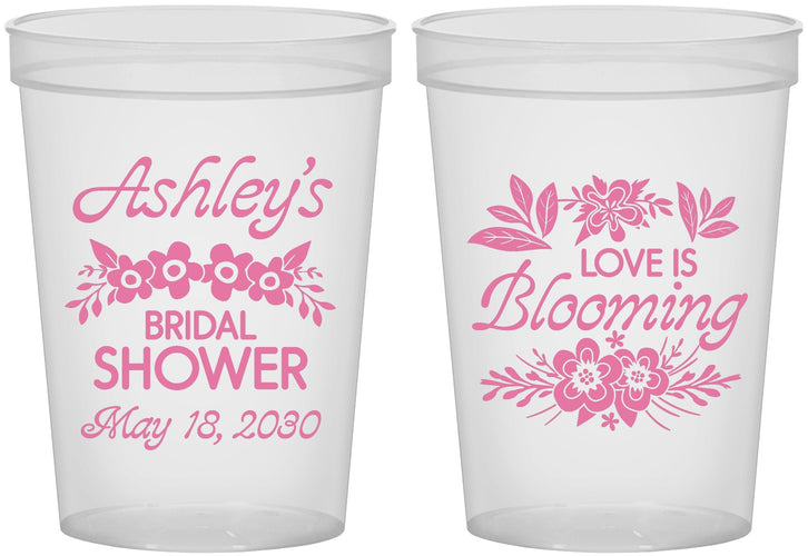 Custom Bridal Shower 16 oz Translucent Cups - Love Is Blooming | 100007