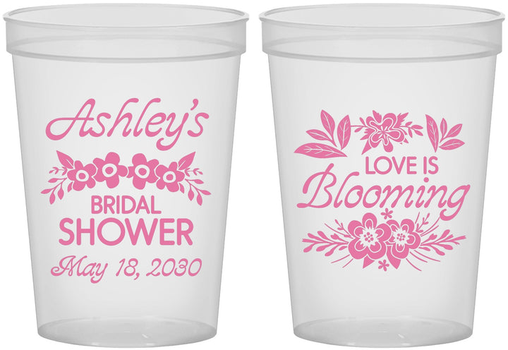 Custom Bridal Shower 16 oz Translucent Cups - Love Is Blooming | 100007