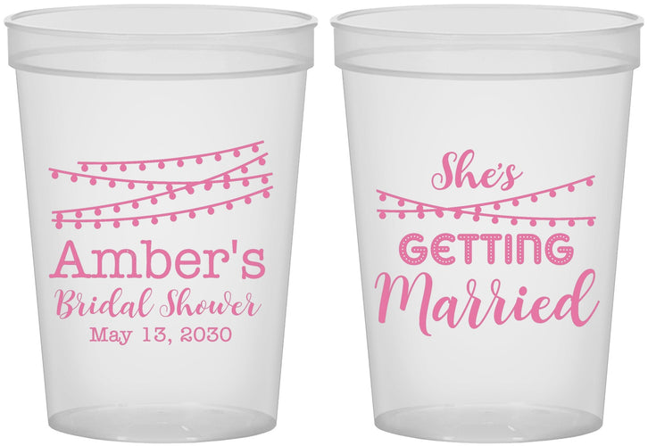 Custom Bridal Shower 16 oz Translucent Cups - She's Getting Married | 100008