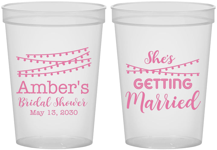 Custom Bridal Shower 16 oz Translucent Cups - She's Getting Married | 100008