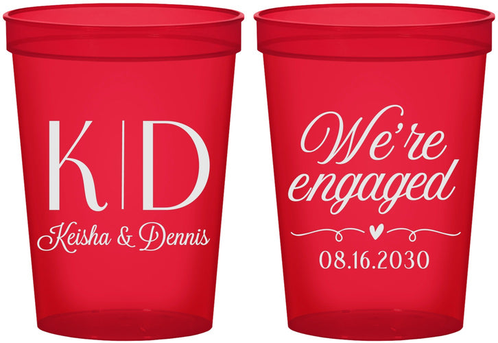 Custom Engagement 16 oz Translucent Cups - We Are Engaged | 10001