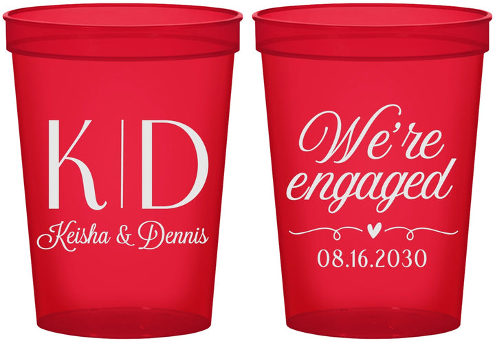 Custom Engagement 16 oz Translucent Cups - We Are Engaged | 10001