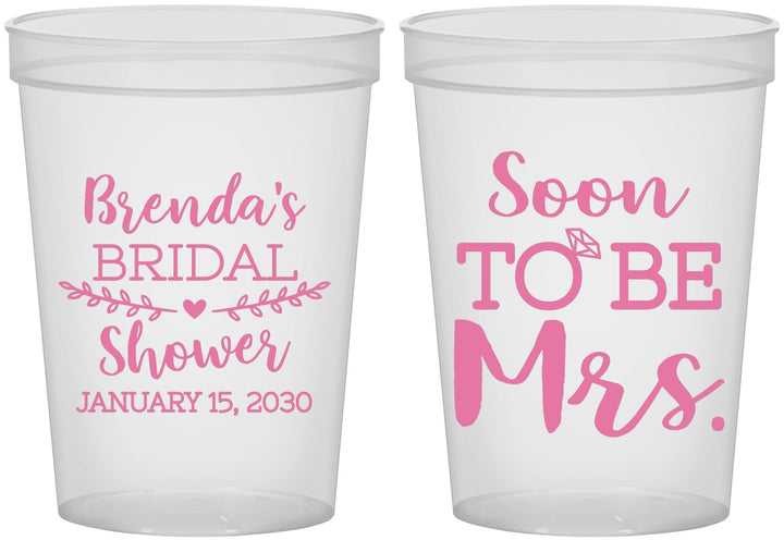 Custom Bridal Shower 16 oz Translucent Cups - Soon To Be Mrs | 100013