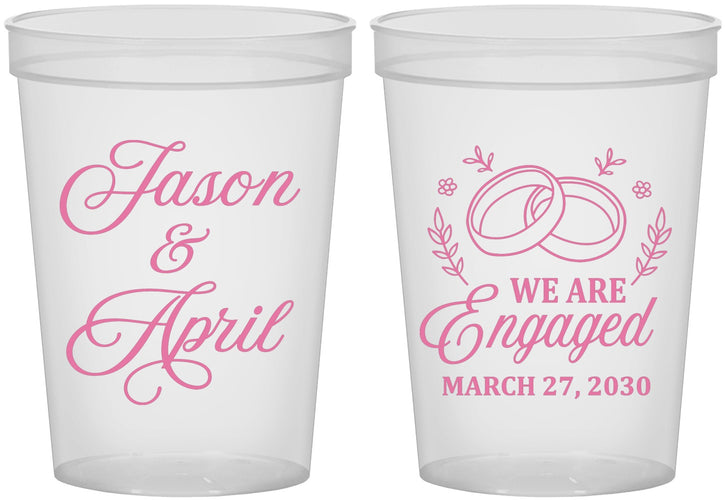 Custom Engagement 16 oz Translucent Cups - We Are Engaged | 10003