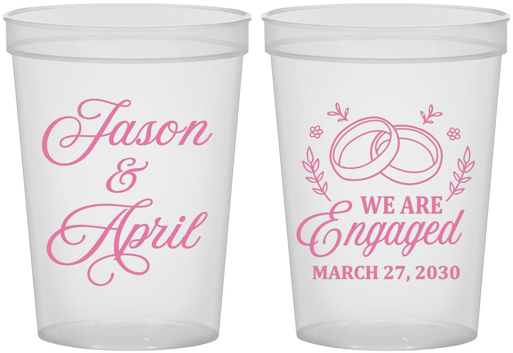 Custom Engagement 16 oz Translucent Cups - We Are Engaged | 10003