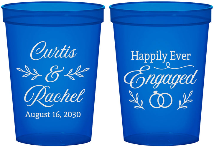 Custom Engagement 16 oz Translucent Cups - Happily Ever Engaged | 10004