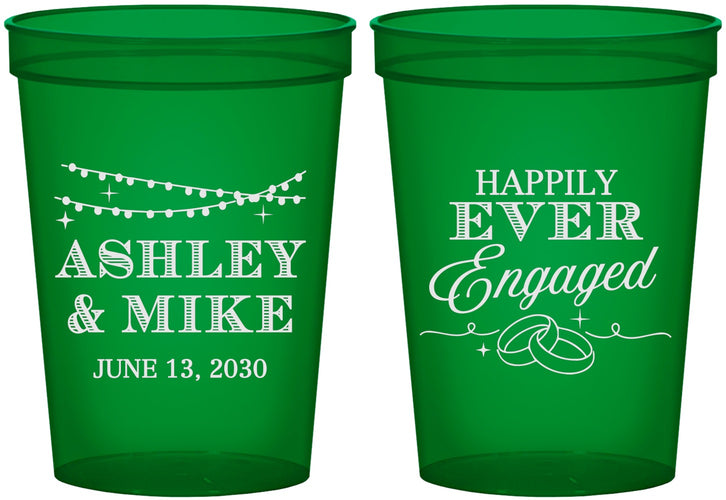 Custom Engagement 16 oz Translucent Cups - Happily Ever Engaged | 10006