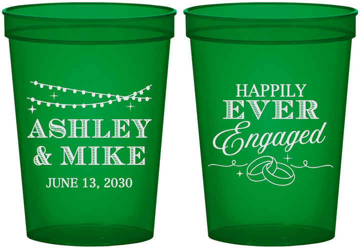 Custom Engagement 16 oz Translucent Cups - Happily Ever Engaged | 10006