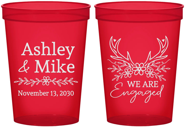 Custom Engagement 16 oz Translucent Cups - We Are Engaged | 10009