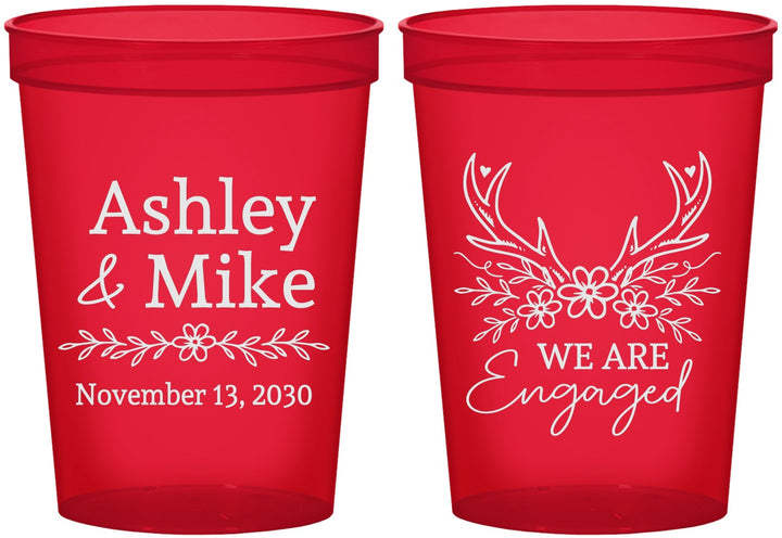 Custom Engagement 16 oz Translucent Cups - We Are Engaged | 10009