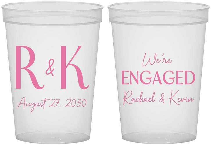 Custom Engagement 16 oz Translucent Cups - We Are Engaged | 10011