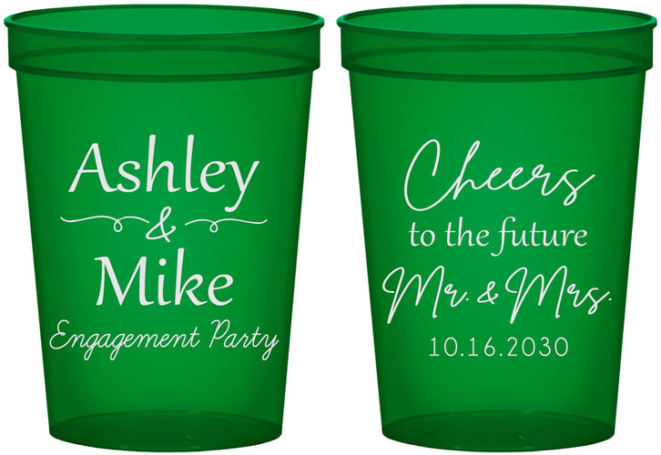 Custom Engagement 16 oz Translucent Cups - Future Mr And Mrs | 10014