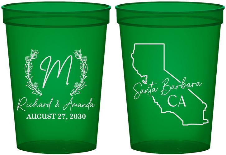Custom Wedding 16 oz Translucent Cups - California | 104