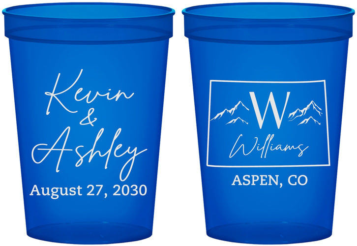 Custom Wedding 16 oz Translucent Cups - Colorado | 105