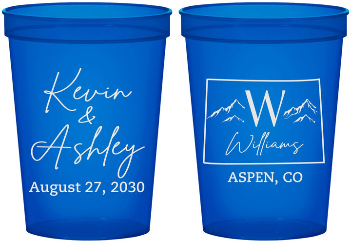 Custom Wedding 16 oz Translucent Cups - Colorado | 105