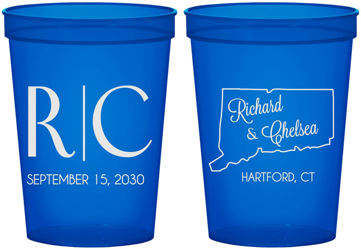 Custom Wedding 16 oz Translucent Cups - Connecticut | 106