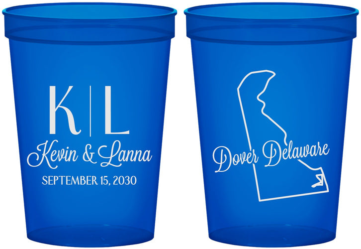 Custom Wedding 16 oz Translucent Cups - Delaware | 107