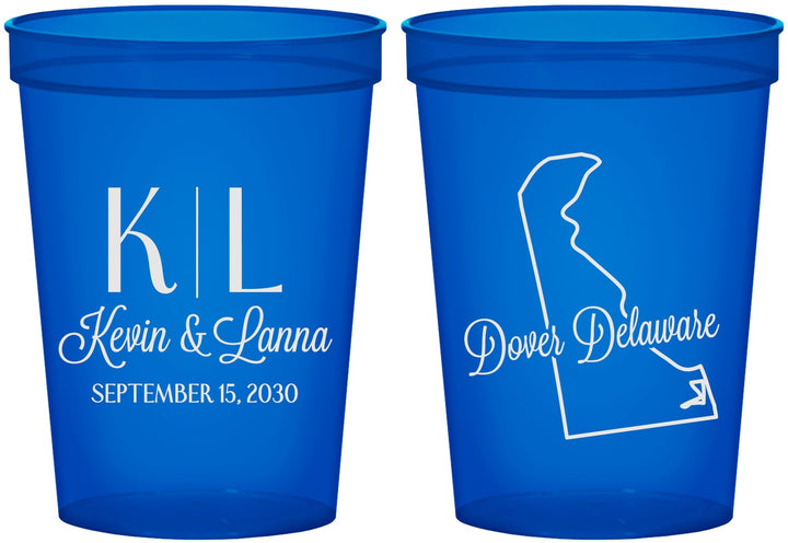 Custom Wedding 16 oz Translucent Cups - Delaware | 107