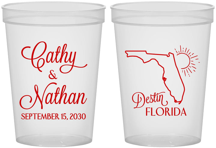 Custom Wedding 16 oz Translucent Cups - Florida | 108