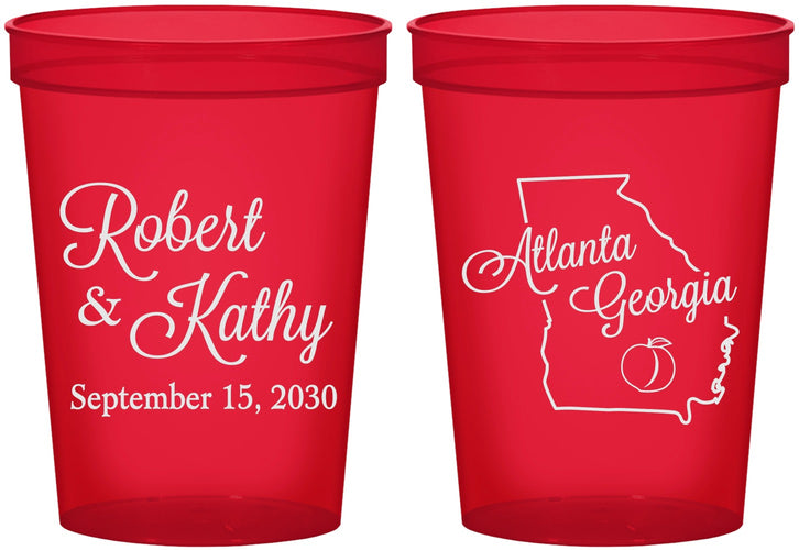 Custom Wedding 16 oz Translucent Cups - Georgia | 109