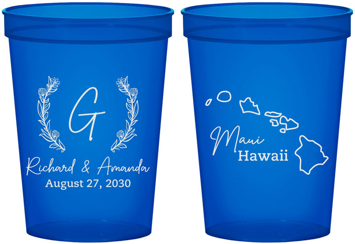Custom Wedding 16 oz Translucent Cups - Hawaii | 110