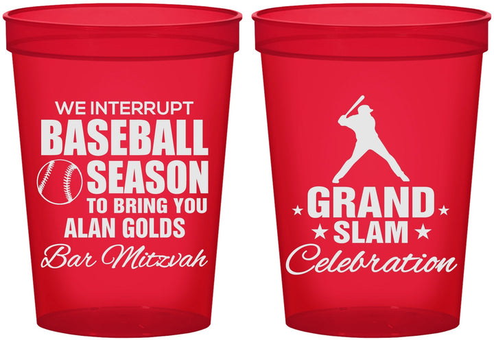 Custom Bar Mitzvah 16 oz Translucent Cups - 13th Birthday Baseball | 110004