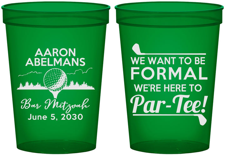 Custom Bar Mitzvah 16 oz Translucent Cups - 13th Birthday Golf | 110010