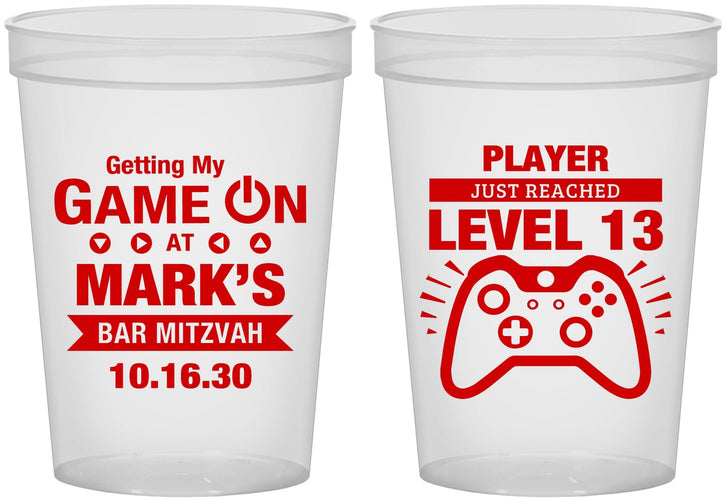 Custom Bar Mitzvah 16 oz Translucent Cups - 13th Birthday Video Game | 110013