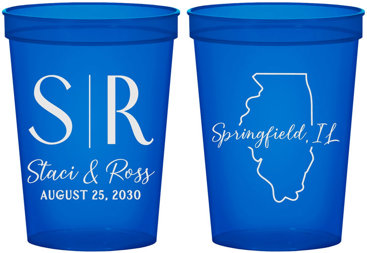 Custom Wedding 16 oz Translucent Cups - Illinois | 112