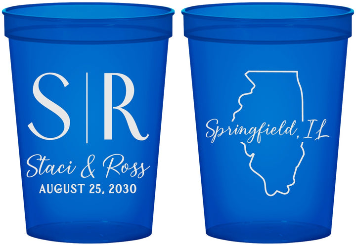 Custom Wedding 16 oz Translucent Cups - Illinois | 112
