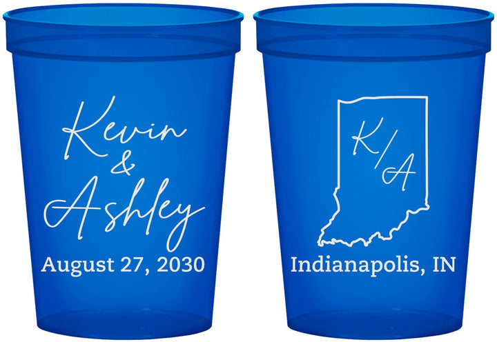 Custom Wedding 16 oz Translucent Cups - Indiana | 113