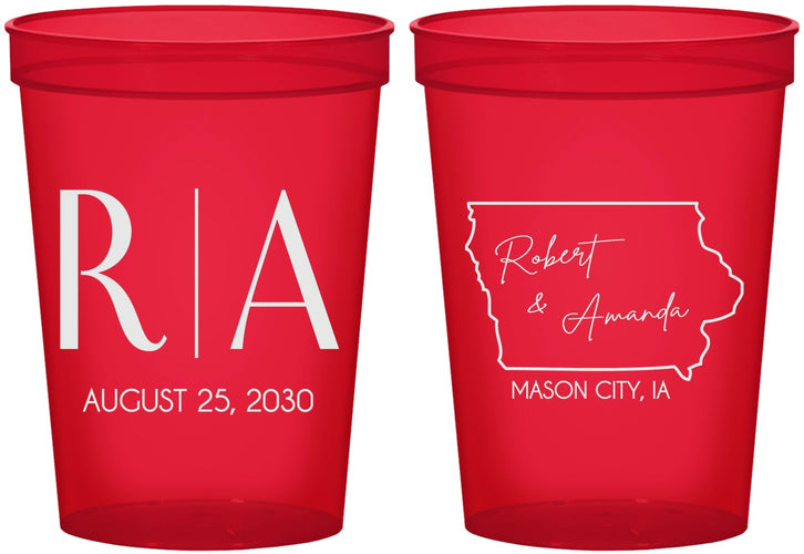 Custom Wedding 16 oz Translucent Cups - Iowa | 114