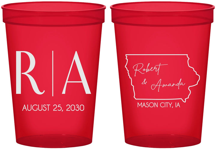 Custom Wedding 16 oz Translucent Cups - Iowa | 114